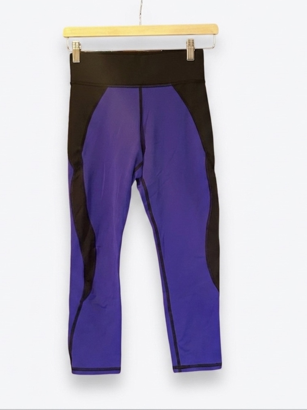 Michi‎ Women's Small Black Purple Colorblock Capri Leggings Activewear Yoga Gym